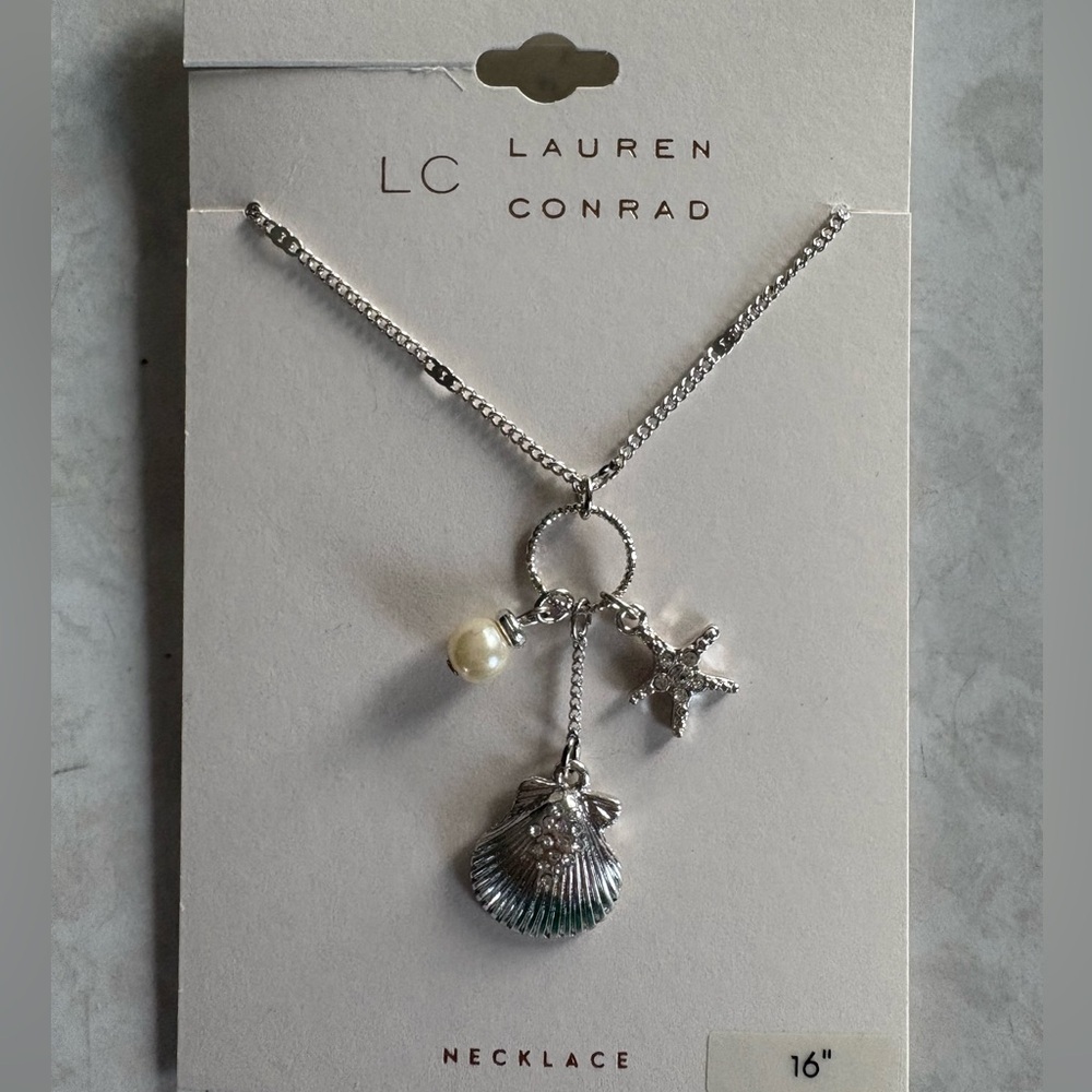 LC Lauren Conrad Silver and White Charm Necklace